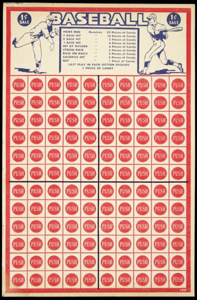 1940s Baseball Punch Board